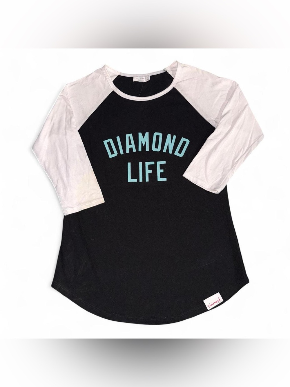Diamond Supply Co. Black & White Raglan with Teal 'Diamond Life' Print